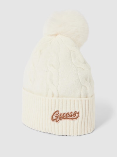 Guess Pudelmütze mit Zopfmuster Modell 'MARION' Offwhite 1