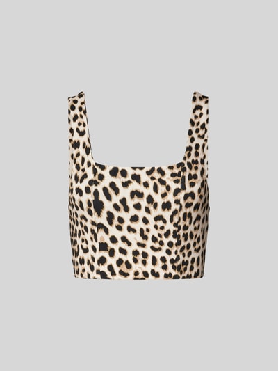 OH APRIL Crop Top mit Animal-Print Hellbraun 2