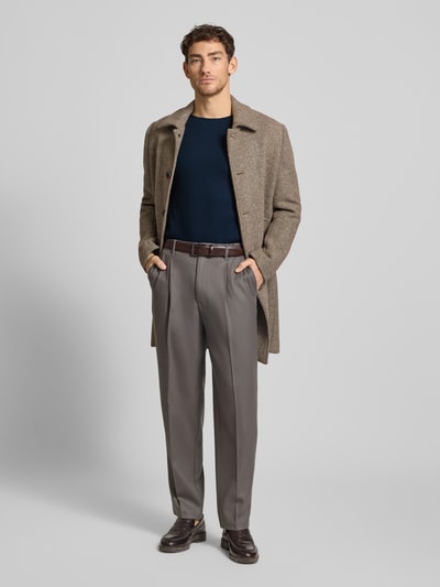 MCNEAL Shirt met lange mouwen, structuurmotief en ronde hals Donkerblauw - 1