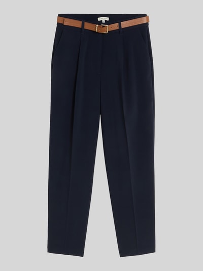Tom Tailor Cropped Fit Hose aus Baumwoll-Lyocell-Mix mit Gürtel Marine 2