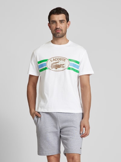 Lacoste T-Shirt mit Label-Print Weiss 4