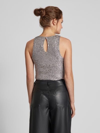 Only Slim Fit Crop Top mit Pailletten Modell 'ANA' Silber 5