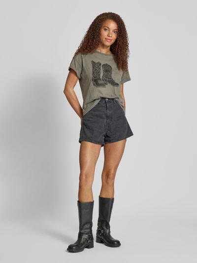 Noisy May T-Shirt mit Label-Print Modell 'BOHDI' Hellgrau 1