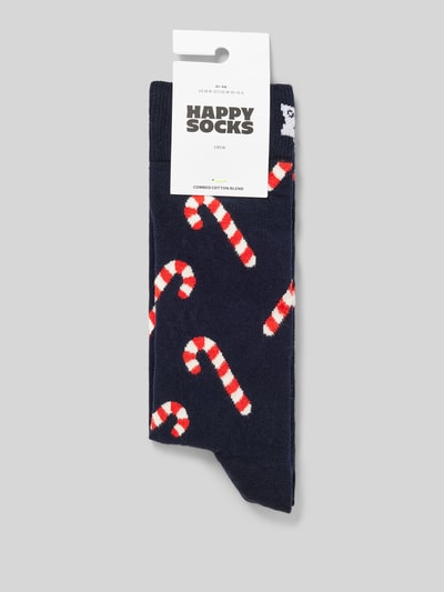 Happy Socks Socken mit Motiv-Stitchings Modell 'SMU CANDY CANE' Marine 3