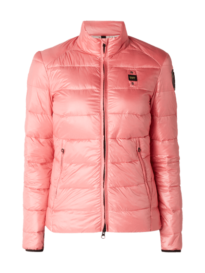 Blauer Usa Daunenjacke mit Stehkragen  Pink 2