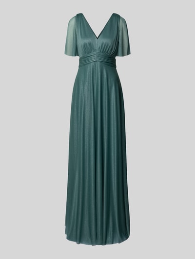 Christian Berg Cocktail Abendkleid mit V-Ausschnitt Schilf Melange 2