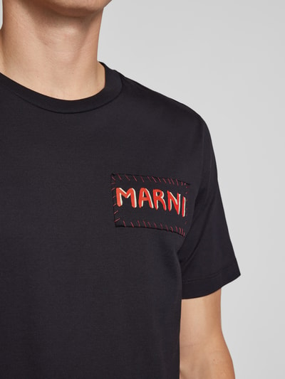 Marni T-Shirt mit Label-Patch Black 3