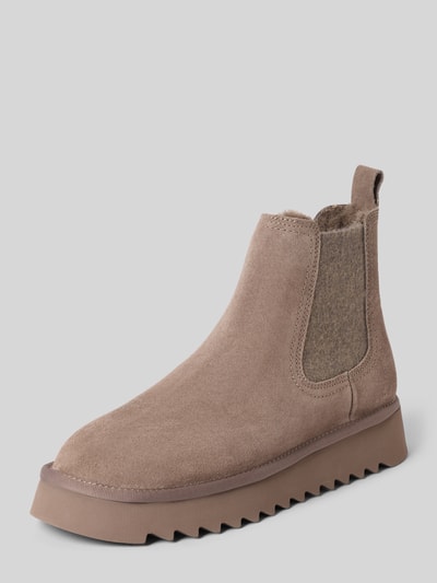 Tamaris Boots aus Rindsnappa mit Profilsohle Taupe 1