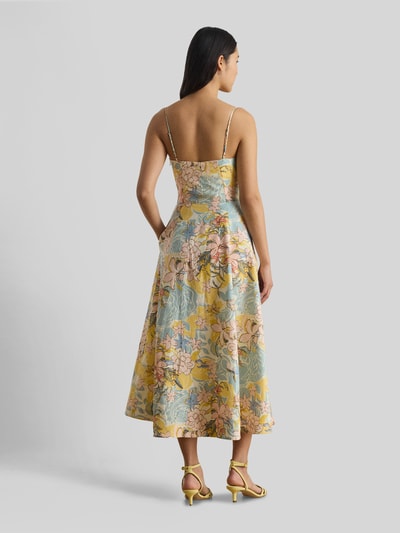 Lauren Ralph Lauren Dopasowana sukienka midi z czystego lnu Pastelowy żółty 5