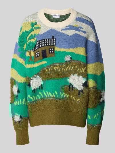 Jake*s Casual Strickpullover im Allover-Look Ecru 2
