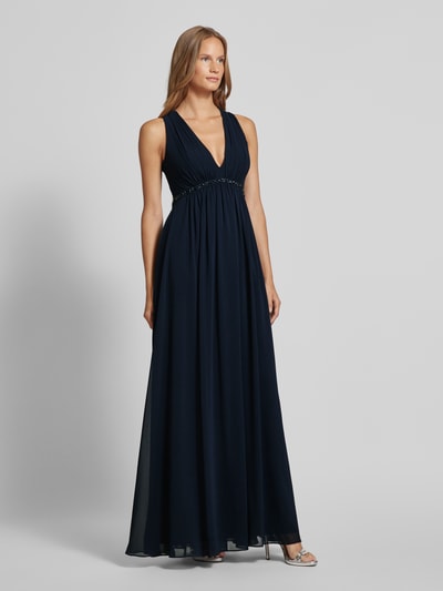 Jake*s Cocktail Abendkleid mit V-Ausschnitt Marine Melange 1