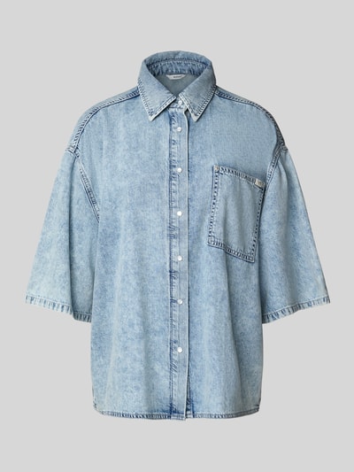 Mustang Oversized jeansblouse met lyocell en 1/2-mouwen, model 'Ella' Lichtblauw - 2