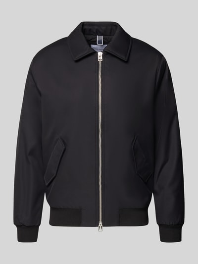 Produktfoto, schwarze Jacke mit Reißverschluss von MCNEAL, Regular-Fit, Kentkragen, Pattentaschen, gerippte Abschlüsse, glatte Textur