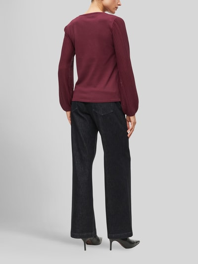 s.Oliver BLACK LABEL Pullover mit strukturierten Ballonärmeln aus Viskosemix Bordeaux 4