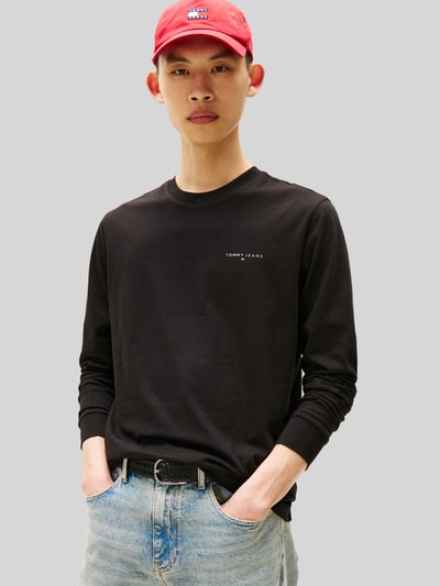 Tommy Jeans Slim Fit Langarmshirt aus reiner Baumwolle BLACK 4
