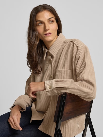 Tom Tailor Denim Boxy Fit Cord-Bluse mit Brusttasche Beige 3