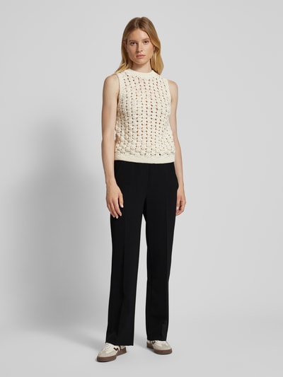 Marc Cain Straight leg stoffen broek met labelapplicatie Zwart - 1