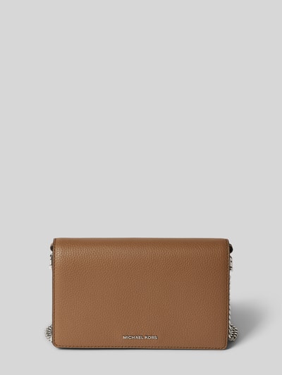 MICHAEL Michael Kors Clutch aus Rindsleder mit Label-Applikation Modell 'JET SET' Taupe 2