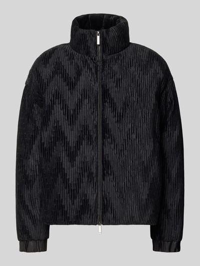 Produktfoto, Jacke mit Zweiwege-Reißverschluss von Emporio Armani in Schwarz mit Ripp-Optik, hohem Stehkragen und elastischen Abschlüssen