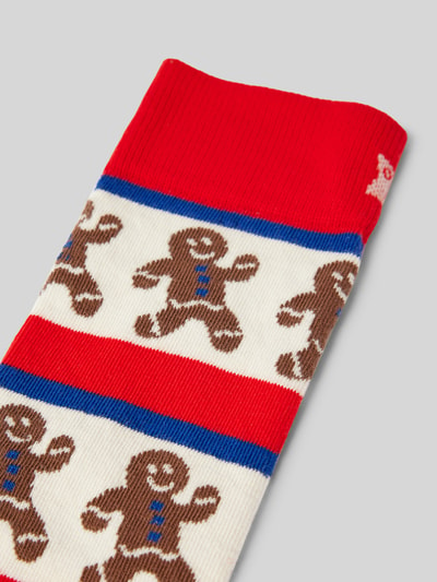 Happy Socks Socken mit Motiv-Stitching Modell 'Gingerbread Stripe' Rot 2