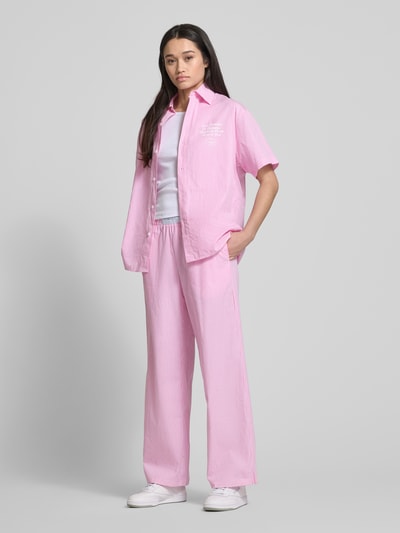 ANOTHER COTTON LAB Straight Leg Pyjama-Hose mit Label-Patch Pink 1