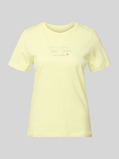 Produktfoto, Regular Fit T-Shirt aus Bio-Baumwoll-Mix von Tom Tailor, efekt: jednolity kolor, krój regular fit, z napisem z logo, okrągły dekolt, krótki rękaw, mieszanka bawełny ekologicznej