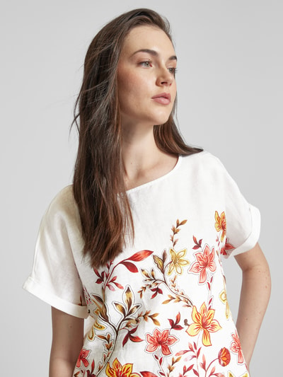 Christian Berg Woman Bluzka z lnu z kwiatowym wzorem Biały 3