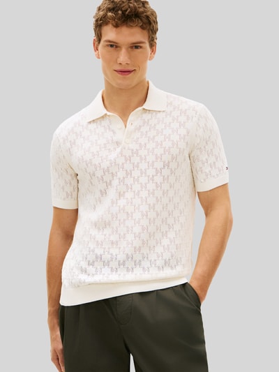 Tommy Hilfiger Regular Fit Poloshirt mit Pointelle-Muster Offwhite 4