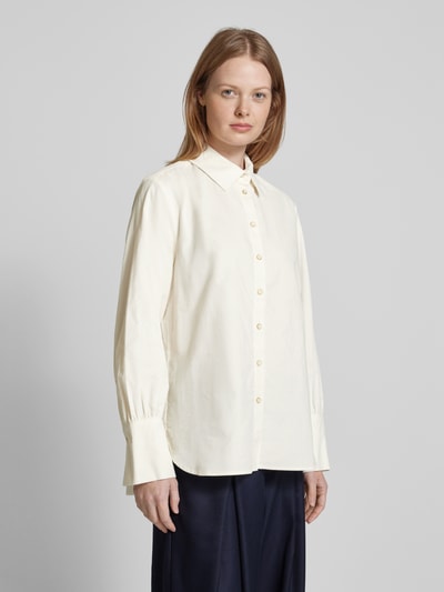 Brax Regular fit overhemdblouse met labeldetail, model 'Viki' Offwhite - 4