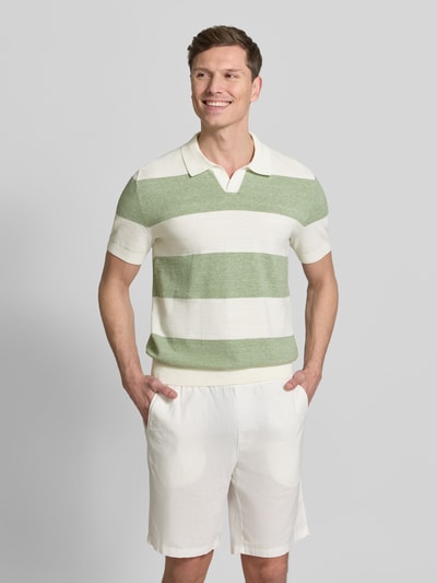 OLYMP Level 5 Polówka krój slim fit z mieszanki bawełny o wyglądzie dzianiny Miętowy 4
