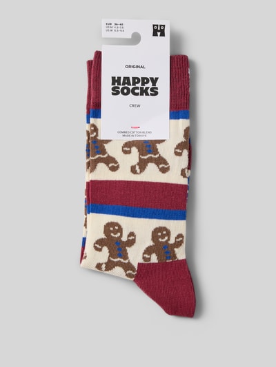 Happy Socks Sokken met een all-over look model 'Gingerbread Stripe' Bordeaux - 3