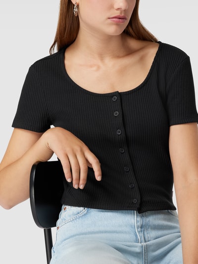 Levi's® T-Shirt in Ripp-Optik Modell 'SS RACH TOP CAVIAR' Black 3