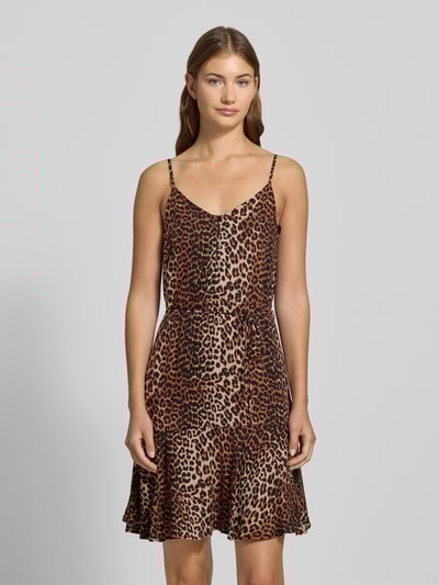 Pieces Tailliertes Minikleid mit Taillenband Modell 'NYA' Mittelbraun 4