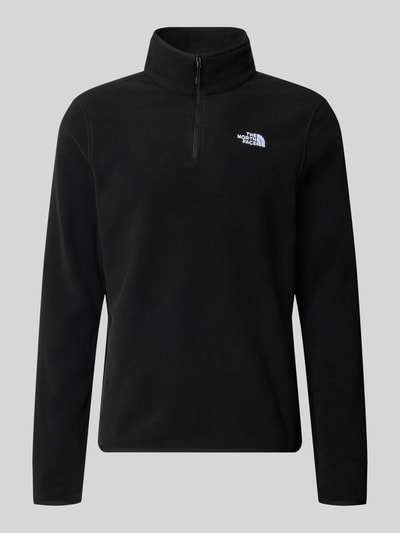Produktfoto, czarny Fleecepullover mit Troyer-Kragen Modell 'GLACIER' od The North Face, prosty krój, wyhaftowane logo, miękka tekstura