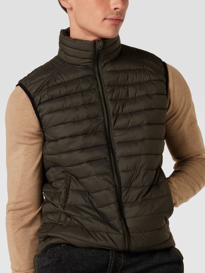 Cinque Gilet met opstaande kraag, model 'CiFold' Olijfgroen - 3