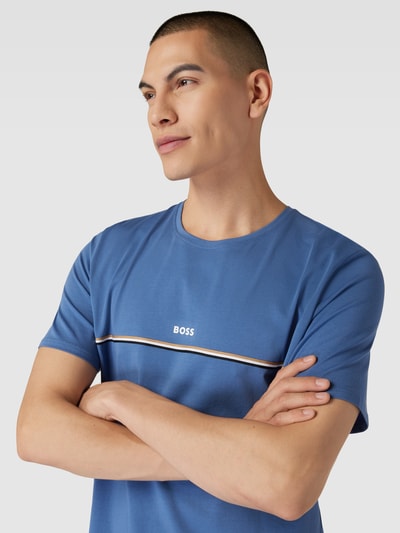 BOSS T-Shirt mit Kontraststreifen Modell 'Unique' Blau 3