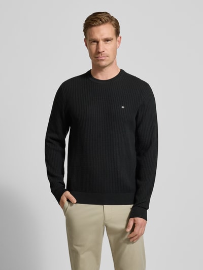 Christian Berg Men Gebreide pullover met labeldetail Zwart - 4