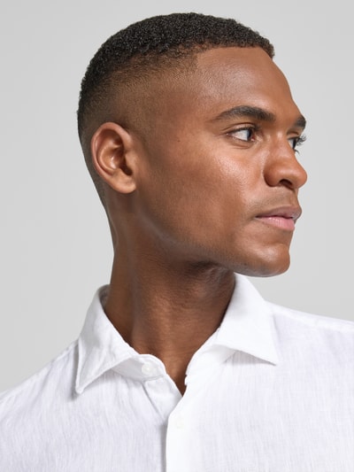 SEIDENSTICKER Slim Fit Business-Hemd aus Leinen mit Kentkragen Weiss 3