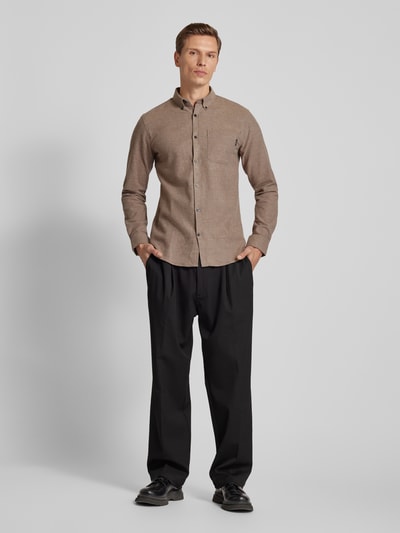 Lindbergh Freizeithemd mit Button-Down-Kragen Hellbraun 1