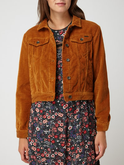 Superdry Cropped Jacke aus Cord Cognac 4