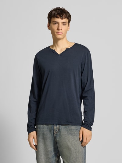 Blend Shirt met lange mouwen en korte knoopsluiting, model 'IVALDE' Donkerblauw - 4