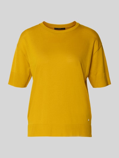 Produktfoto, T-Shirt aus Lyocell-Baumwoll-Mix mit Rundhalsausschnitt von Windsor, damski t-shirt, krój regular fit, rękaw o dł. 1/2, długość tyłu w rozmiarze 36: 59 cm, kolor żółty, gładka faktura