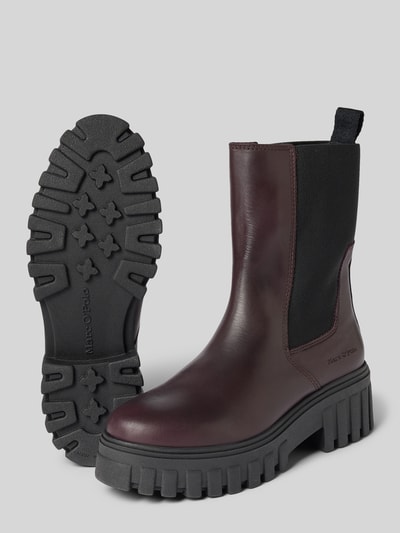 Marc O'Polo Chelsea boots van echt leer met label in reliëf model 'Vala 5' Bordeaux - 4