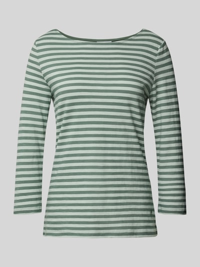 comma Casual Identity Shirt met lange mouwen met streepmotief Groen - 2