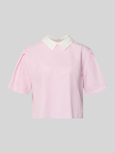 Produktfoto, Boxy Fit Bluse aus reiner Baumwolle von Marc O'Polo Denim, mehrfarbig Gestreift, Hemdblusenkragen, Popeline, Kurzarm