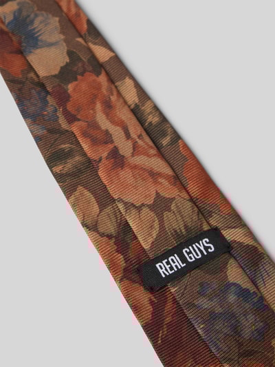 REAL GUYS Zijden stropdas met all-over bloemenprint (8,5 cm) Zand - 3