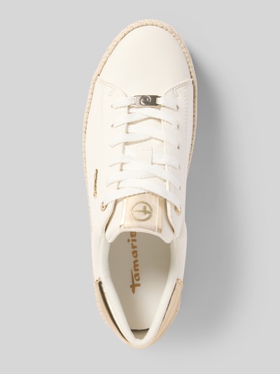 Productfoto, Low Top Sneaker mit Schnürung van Tamaris in effen kleuren met ronde punt, platte hakvorm, labelapplicatie en licht geprofileerde zool van glad leer