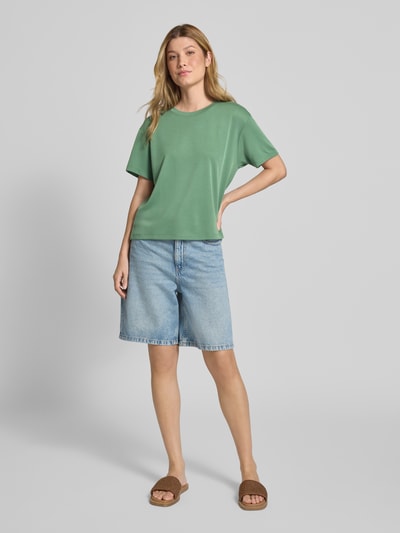 Jake*s Casual T-shirt z prążkowanym okrągłym dekoltem Zielony 1