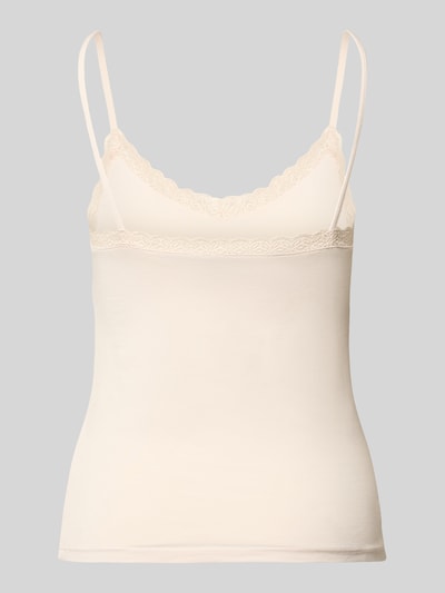 Produktfoto, Spitzentop mit Spaghettiträgern von Jake*s Casual in Creme, feiner Material-Mix mit Stretch-Anteil, Spitze, Körpernaher-Schnitt.