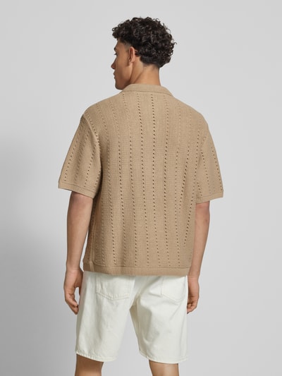 Jack & Jones Relaxed Fit Poloshirt mit Lochmuster Modell 'PAROS' Offwhite Melange 5